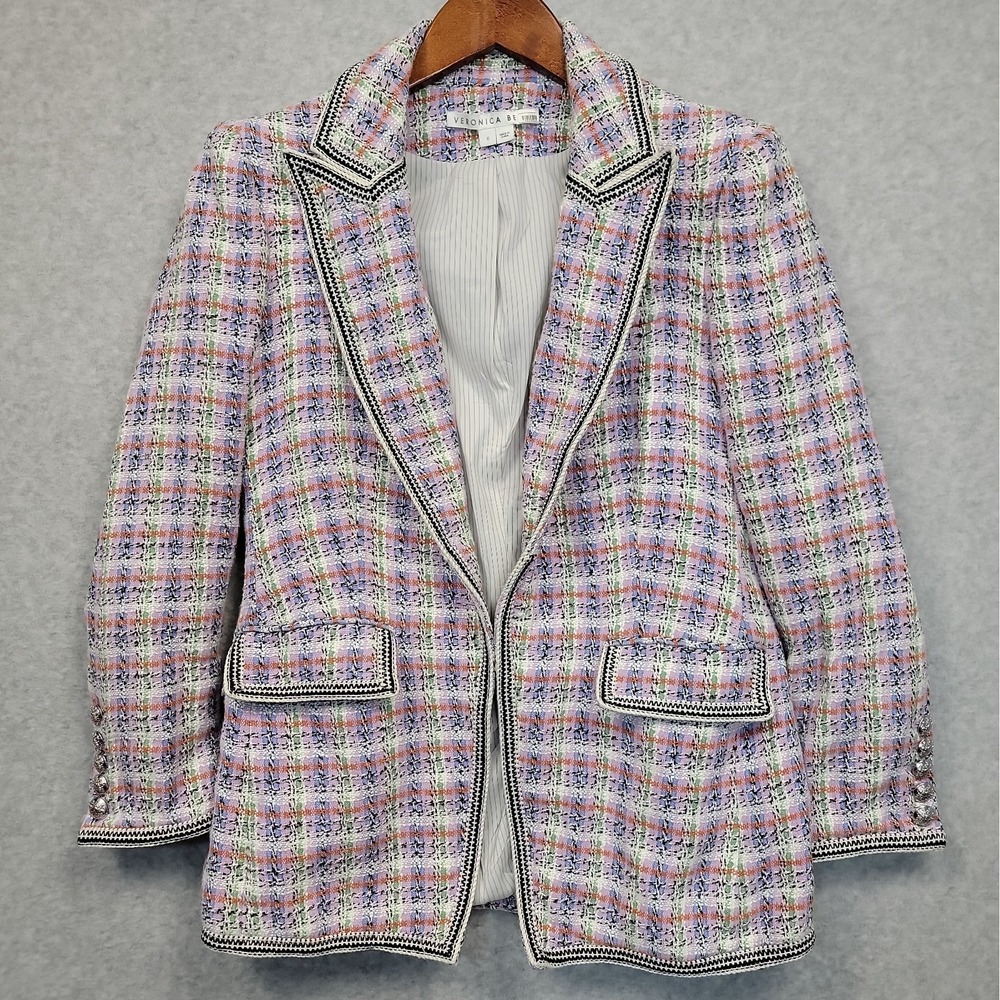 VERONICA BEARD Etney Lilac Tweed Blazer Sz 6 Tailored Lined Single Breasted